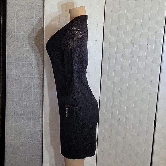 BRAND NEW STELLA &JULIE 3/4 SLEEVE LACE DESIGN V-NECK SHORT DRESS - Picture 10 of 12
